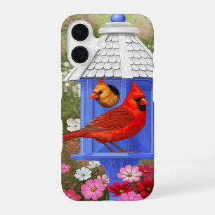 Coque iPhone 16 Cardinaux et Niche Bleue