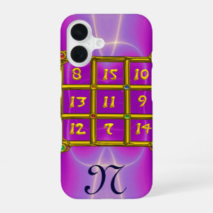 Coque iPhone 16 CARRÉ MAGIQUE 33 MONOGRAMME Rose Fuchsia, Violet