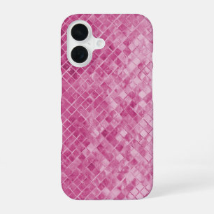 Coque iPhone 16 carreau texturé rose scintillant