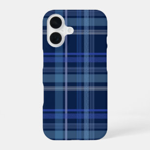 Coque iPhone 16 Carreaux Bleu Marine Tartan Mignon Rétro Esthétiqu