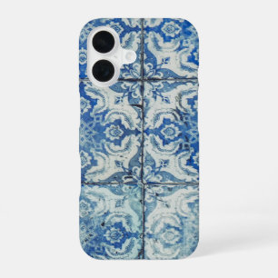 Coque iPhone 16 Carreaux de style portugais antique vintage - Azul