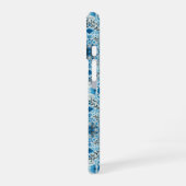 Coque iPhone 16 Carreaux floraux bleus (Côté gauche)
