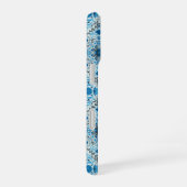 Coque iPhone 16 Carreaux floraux bleus (Côté droit)