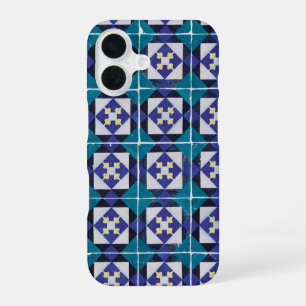 Coque iPhone 16 Carreaux Portugais - Azulejo Diamant Géométrique