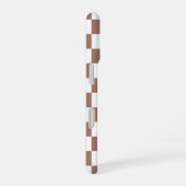 Coque iPhone 16 Carrés Checker mocha brun blanc géométrique rétro (Côté droit)