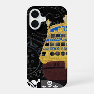 COQUE iPhone 16 CARTE DE GALION ANTIQUE ET DE TRÉSOR DE PIRATE