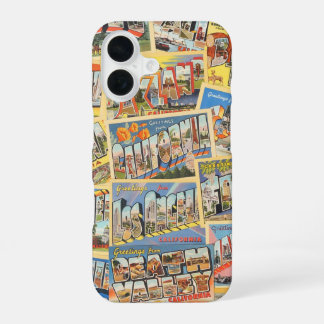 Coque iPhone 16 Carte postale Vintage Californie CA City Collage R