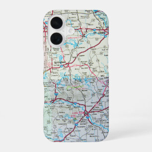 Coque iPhone 16 Carte routière du Midwest des États-Unis