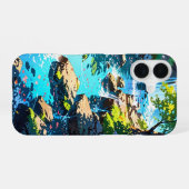 Coque iPhone 16 Cascade dans la forêt printanière (Verso Horizontal)