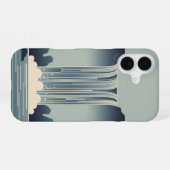 Coque iPhone 16 Cascade stylisée vintage (Verso Horizontal)