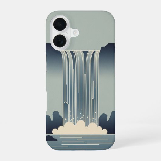 Coque iPhone 16 Cascade stylisée vintage (Verso)