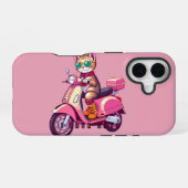 Coque iPhone 16 Cavalier de chat rose (Verso Horizontal)
