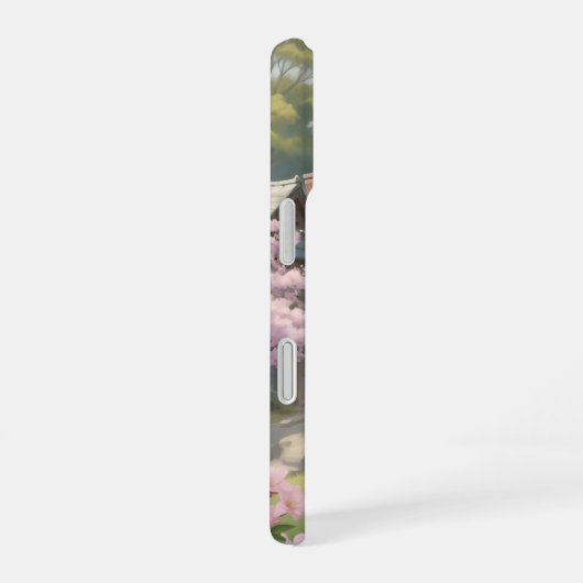 Coque iPhone 16 Cavalier King Charles Cerry Blossoms avec arc-en-c (Côté droit)