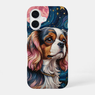 Coque iPhone 16 Cavalier Roi Charles Étoiles En Verre Tiré Lune