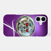 Coque iPhone 16 CAVALIERS DE CRÂNE MONOGRAM Violet (Verso Horizontal)