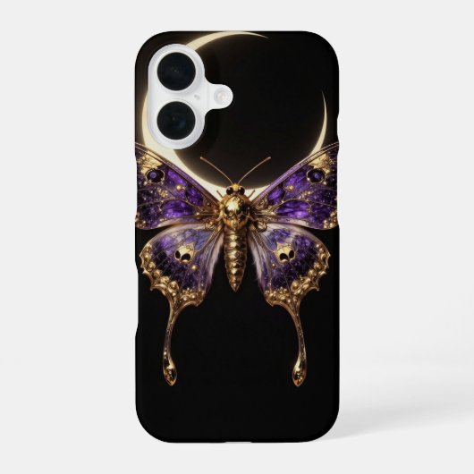 Coque iPhone 16 Celestial Death Moth Crescent Moon Phone Case (Verso)
