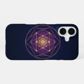 Coque iPhone 16 Celestial Golden Mandala — Balance in the Infinite (Verso Horizontal)