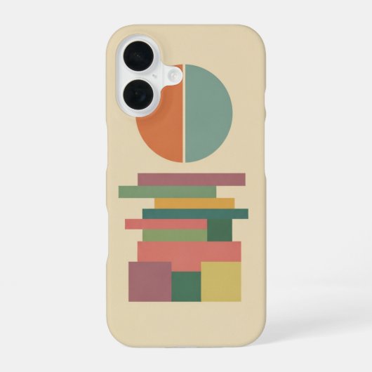 Coque iPhone 16 Cercle divisé rétro et blocs (Verso)