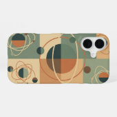 Coque iPhone 16 Cercles orbitaux rétro Pattern (Verso Horizontal)