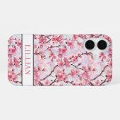 Coque iPhone 16 Cerisiers Fleuris Sakura Monogrammés (Verso Horizontal)