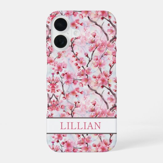 Coque iPhone 16 Cerisiers Fleuris Sakura Monogrammés (Verso)