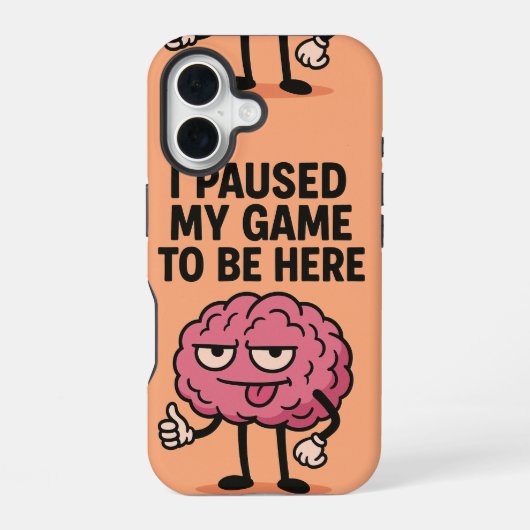 Coque iPhone 16 "Cerveau De Jeu Suspendu - Mode Jeu Activé" (Verso)