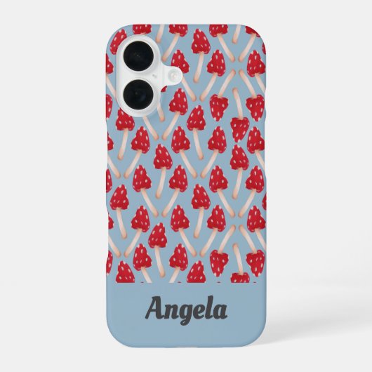 Coque iPhone 16 Champignon Rouge - Bleu (Verso)