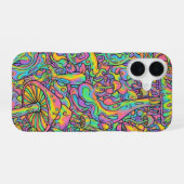 Coque iPhone 16 Champignons arc-en-ciel par Natasha Us (Verso Horizontal)