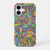 Coque iPhone 16 Champignons arc-en-ciel par Natasha Us (Verso)
