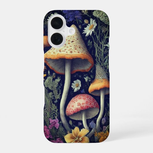 Coque iPhone 16 Champignons forestiers enchantés (Verso)