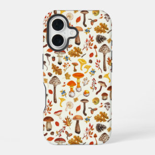 Coque iPhone 16 Champignons sauvages sur blanc