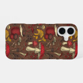 Coque iPhone 16 Champignons sauvages sur brun (Verso Horizontal)