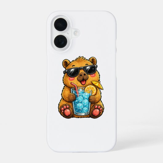 Coque iPhone 16 Chapeau Cool de Capybara (Verso)