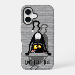 Coque iPhone 16 Chat à l'envers Personnage de dessin animé drôle