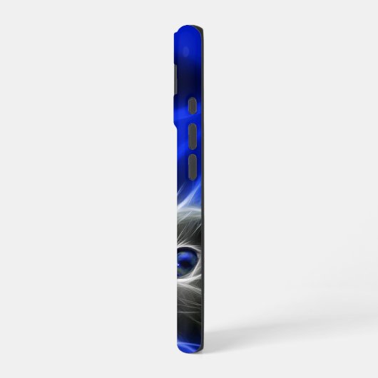 Coque iPhone 16 Chat Abstrait bleu mystique (Côté gauche)