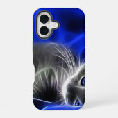 Coque iPhone 16 Chat Abstrait bleu mystique (Verso)