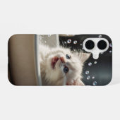 Coque iPhone 16 Chat au bain moussant (Verso Horizontal)