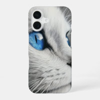 Chat blanc élégant avec yeux bleus - iPhone 16 Coq