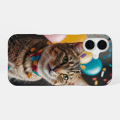 Coque iPhone 16 Chat d'anniversaire (Verso Horizontal)