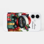 Coque iPhone 16 Chat de Noël festif personnalisable (Verso Horizontal)