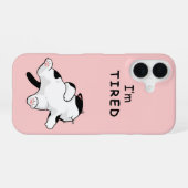 Coque iPhone 16 Chat drôle "Je suis fatigué" endormi (Verso Horizontal)