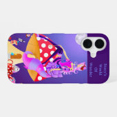 Coque iPhone 16 Chat du Cheshire sur Champignon (Verso Horizontal)