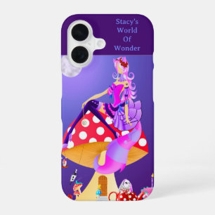 Coque iPhone 16 Chat du Cheshire sur Champignon
