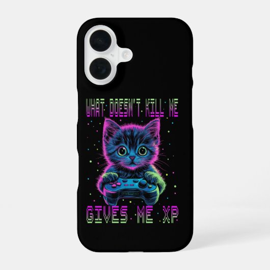 Coque iPhone 16 Chat Joueur XP (Verso)