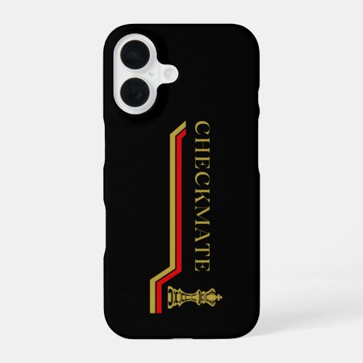 Coque iPhone 16 Chat matchs jeu d'échecs noir or rouge (Verso)