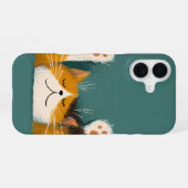 Coque iPhone 16 Chat mignon drôle de nappe (Verso Horizontal)
