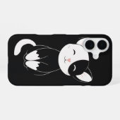 Coque iPhone 16 chat noir et blanc (Verso Horizontal)