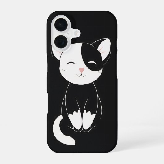 Coque iPhone 16 chat noir et blanc (Verso)