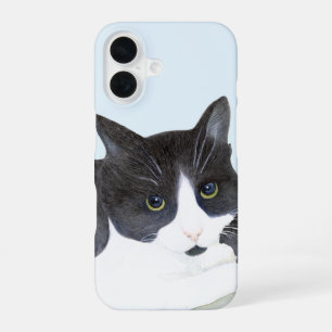 Coque iPhone 16 Chat noir et blanc