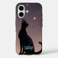 Chat Noir Nuit Étoilée Cadeau Félin Céleste
